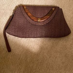 Hand Loomed Brown Cotton Wristlet/Clutch with a Wrist Strap